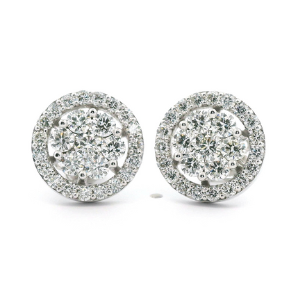 2.10ctw Lab Grown Diamond Earring 14K White Gold Women, DEF VVS CVD Diamond Stud