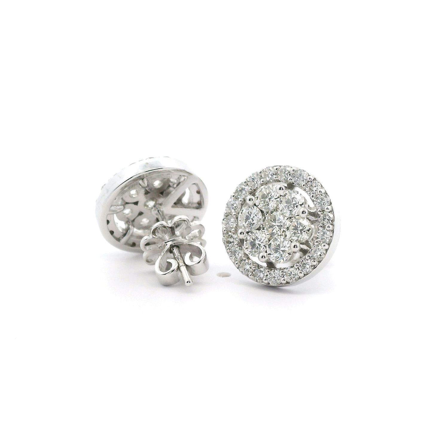 2.10ctw Lab Grown Diamond Earring 14K White Gold Women, DEF VVS CVD Diamond Stud