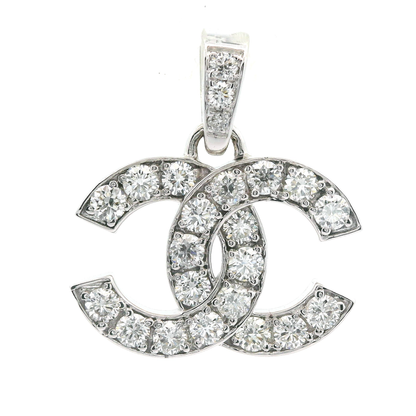 C Design Lab Grown Diamond Pendant 14K White Gold Women, DEF VVS CVD Diamond Pendant Necklace
