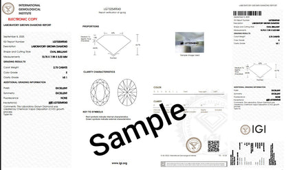 3.8CT Oval Cut Lab Grown CVD Diamond EF VS1 IGI Certified Women Ring 14k White Gold
