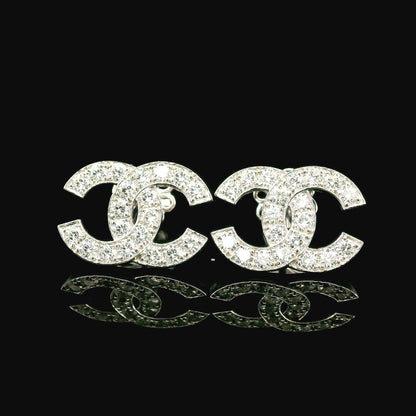 C Design Lab Grown Diamond Earring 14K White Gold Women, DEF VVS CVD Diamond Stud