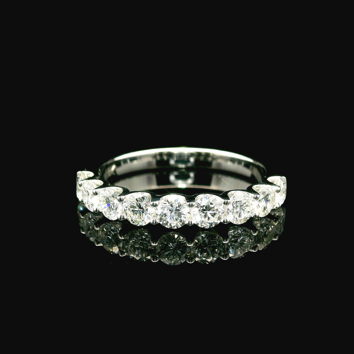 1ct Round Brilliant Lab Grown Diamond Ring 14K White Gold Women, DEF VVS CVD Diamond Half Eternity Band