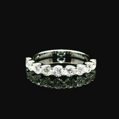 1ct Round Brilliant Lab Grown Diamond Ring 14K White Gold Women, DEF VVS CVD Diamond Half Eternity Band
