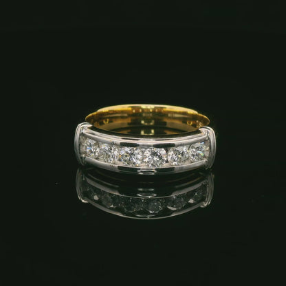 .85CT Round Brilliant Cut Lab Grown CVD Diamond DEF VVS Men's Ring 18k Yellow Gold