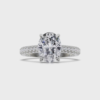 3.8CT Oval Cut Lab Grown CVD Diamond EF VS1 IGI Certified Women Ring 14k White Gold