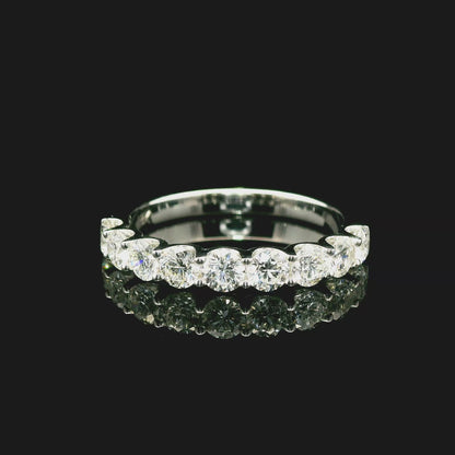 1ct Round Brilliant Lab Grown Diamond Ring 14K White Gold Women, DEF VVS CVD Diamond Half Eternity Band