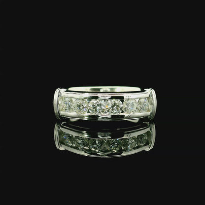 .85CT Round Brilliant Cut Lab Grown CVD Diamond DEF VVS Men's Ring 14k White Gold