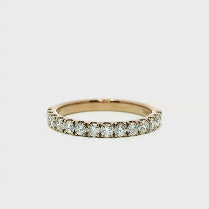 0.55ct Round Brilliant Lab Grown Diamond Ring 14K Rose Gold Women, DEF VVS CVD Diamond Half Eternity Band