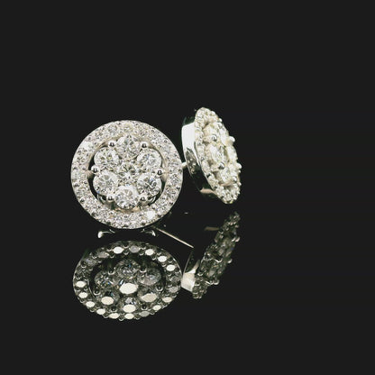 2.10ctw Lab Grown Diamond Earring 14K White Gold Women, DEF VVS CVD Diamond Stud