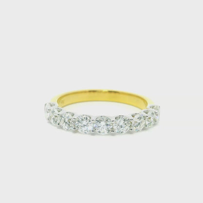 1ct Round Brilliant Lab Grown Diamond Ring 14K Yellow Gold Women, DEF VVS CVD Diamond Half Eternity Band